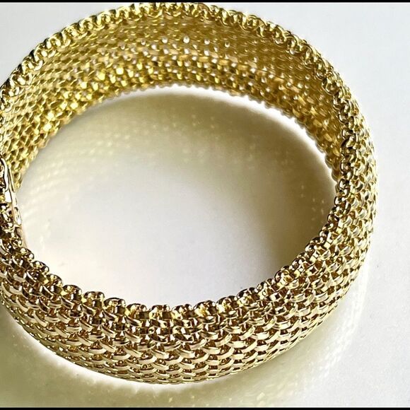 14K Yellow Gold Polished Mesh Bracelet – 7.25", 18.75mm, Solid, 29.5g - Picture 10 of 12